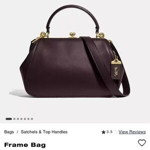 Coach Frame Bag in Oxblood Glovetanned Leather. Kisslock Closure, Leather Lining